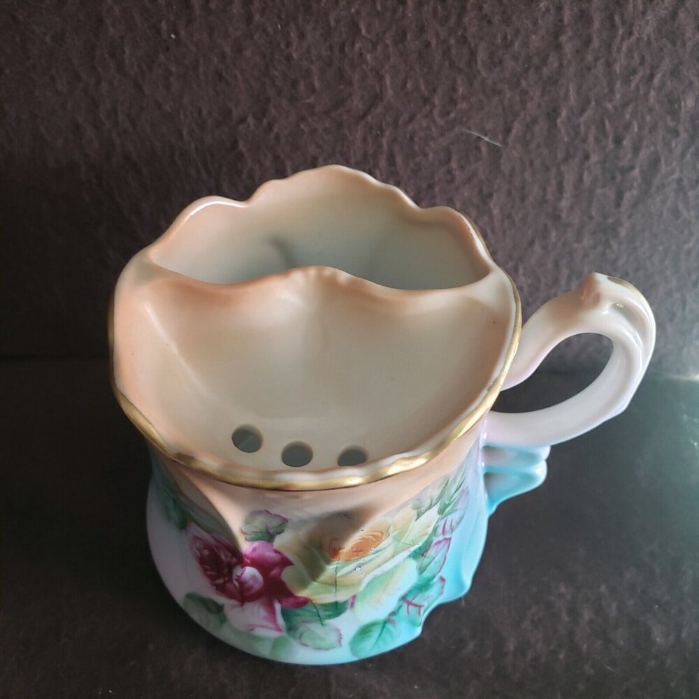 Vintage Antique Mustache Cup Brandenburg Roses Germany - Picture 11 of 15